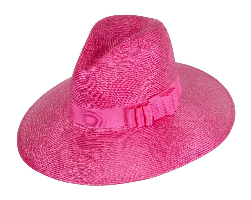 Wide brim ladies summer sisal fedora hat by Max Alexander
