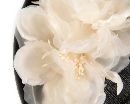 Large black & cream flower fascinator by Max Alexander-3