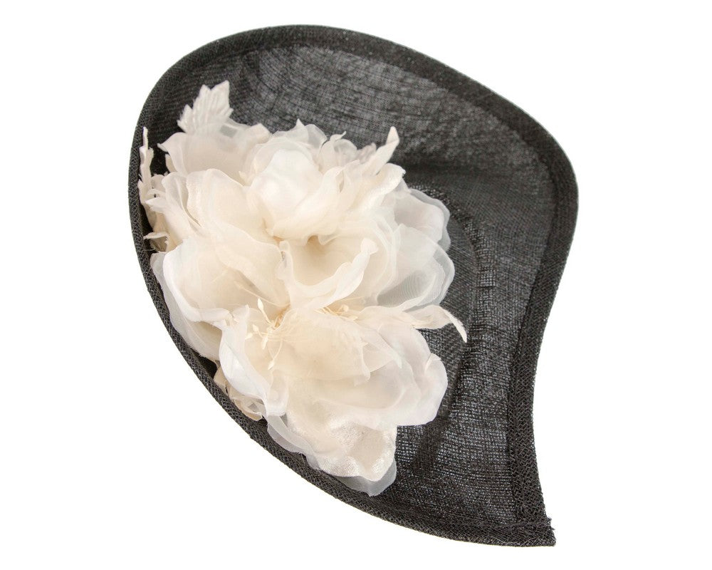 Large black & cream flower fascinator by Max Alexander-2