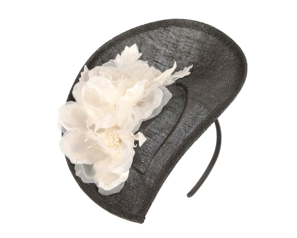 Large black & cream flower fascinator by Max Alexander-1