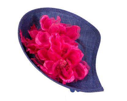Large royal blue & fuchsia flower fascinator by Max Alexander