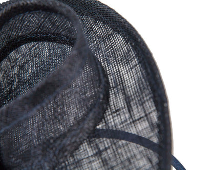 Navy sinamay fascinator by Max Alexander