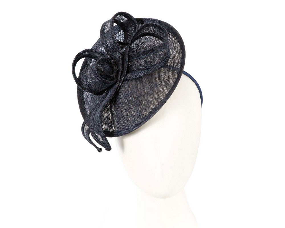 Navy sinamay fascinator by Max Alexander