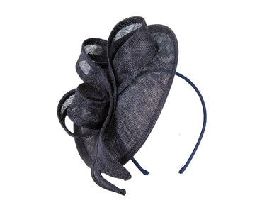 Navy sinamay fascinator by Max Alexander