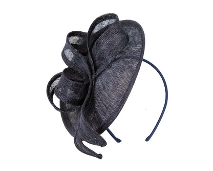 Navy sinamay fascinator by Max Alexander