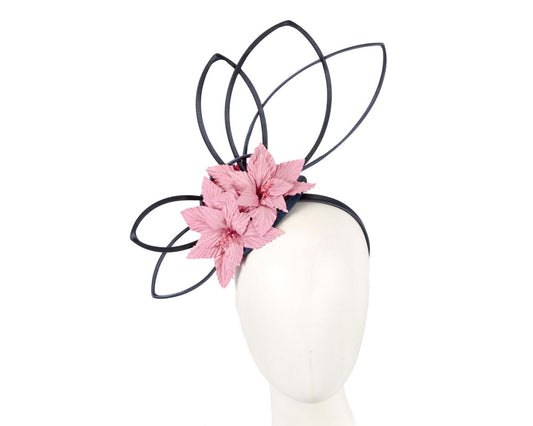 Bespoke navy & pink fascinator by Max Alexander