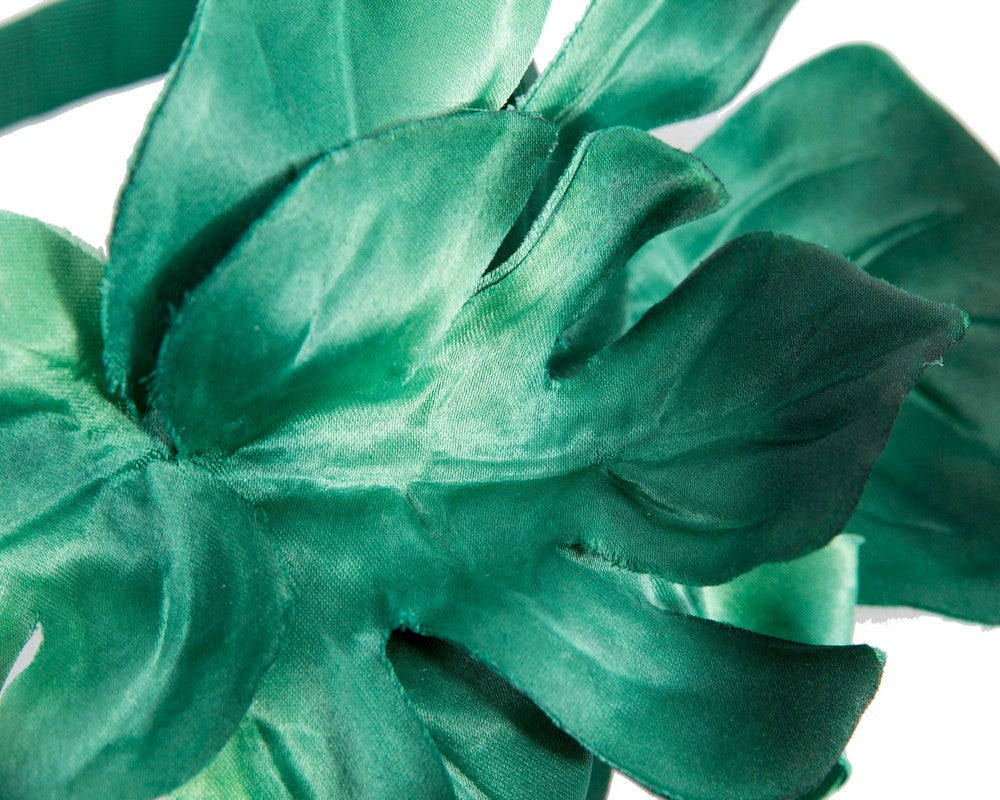 Green monstera leaves fascinator by Max Alexander