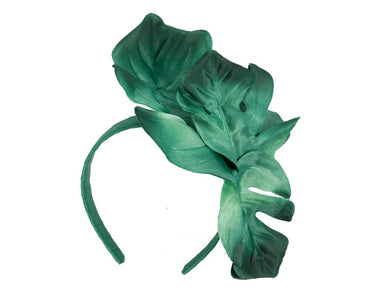 Green monstera leaves fascinator by Max Alexander