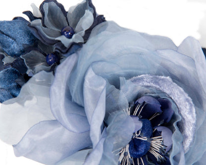 Blue flower headband fascinator by Max Alexander