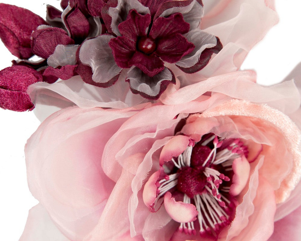 Pink & burgundy flower headband fascinator by Max Alexander-2