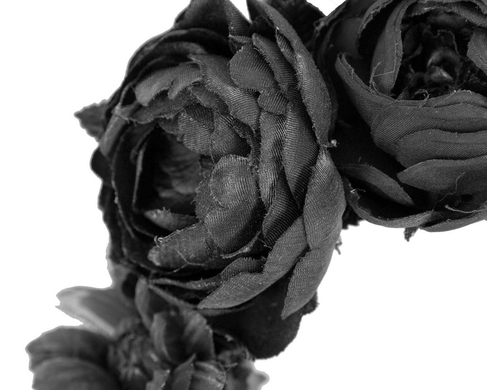 Black flower headband by Max Alexander