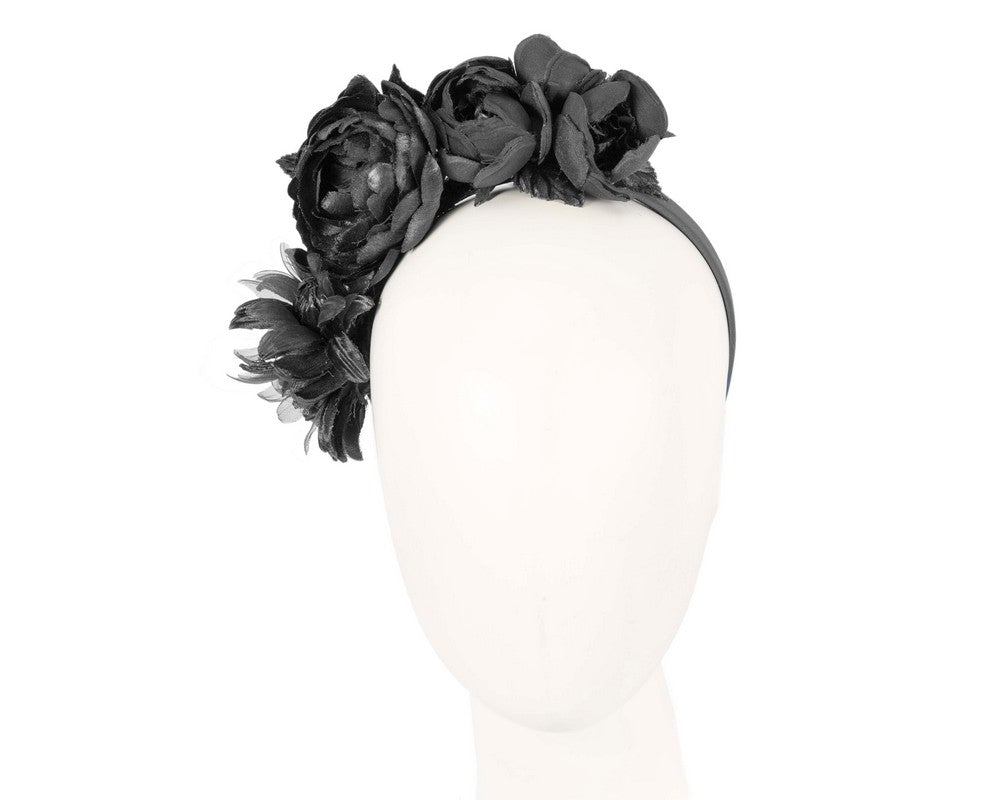 Black flower headband by Max Alexander