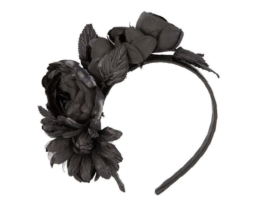 Black flower headband by Max Alexander
