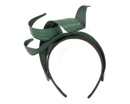 Dark green sculptured leaves fascinator by Max Alexander