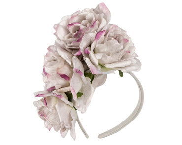 Large silver & lilac flower headband by Max Alexander