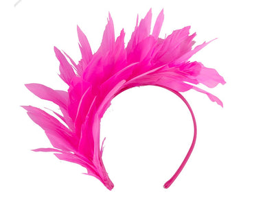Fuchsia feather fascinator headband by Max Alexander