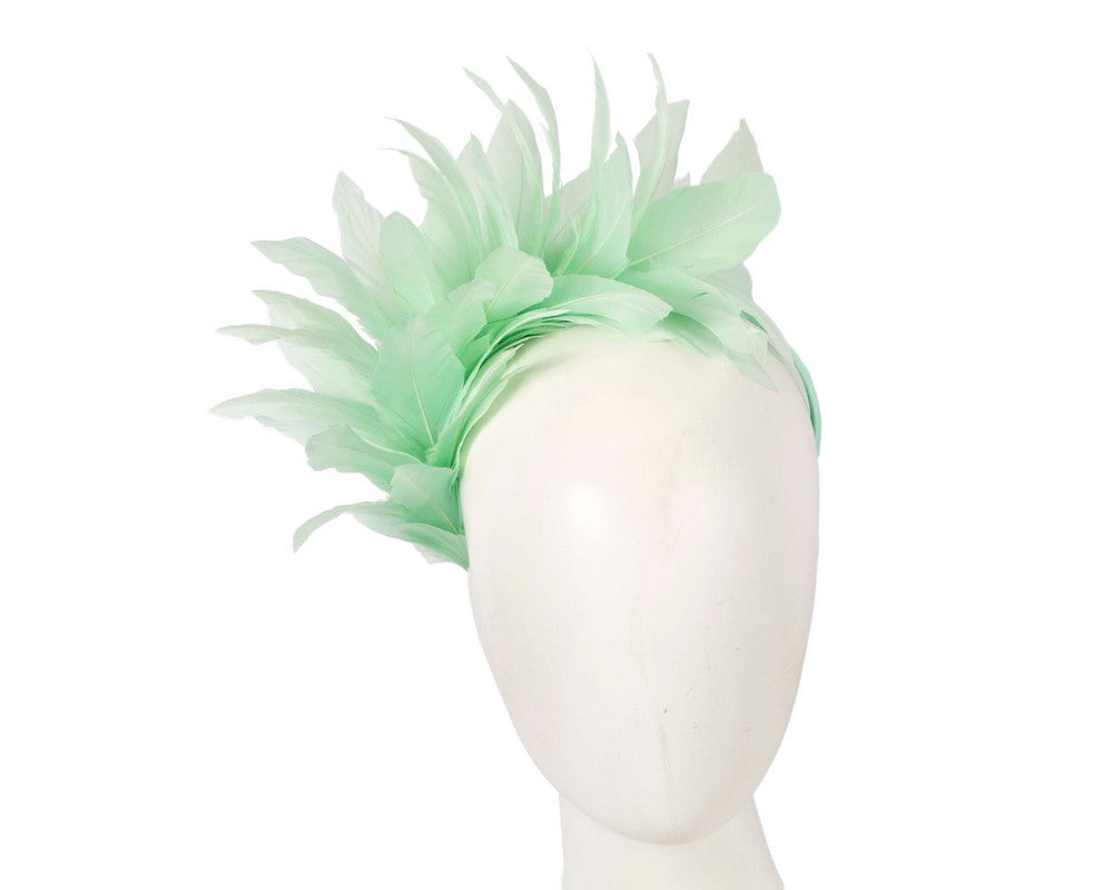 Mint feather fascinator headband by Max Alexander-0