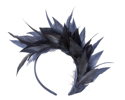Navy feather fascinator headband by Max Alexander-3