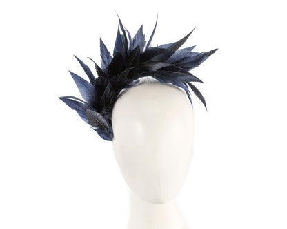 Navy feather fascinator headband by Max Alexander-0