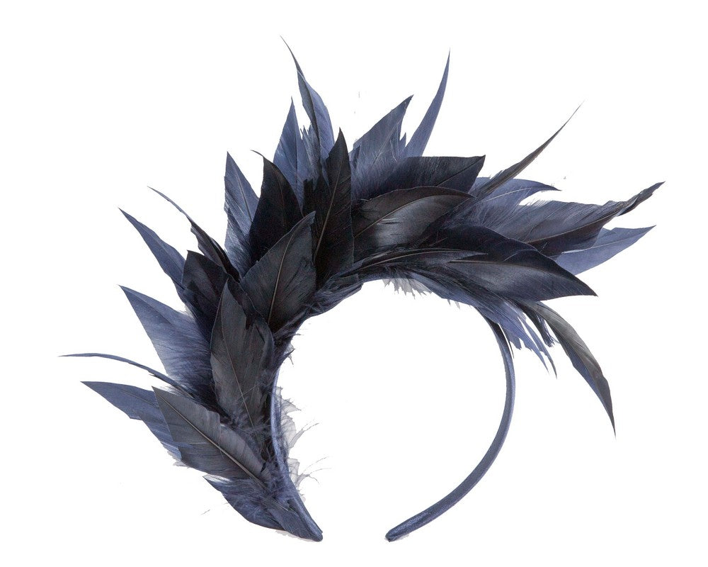 Navy feather fascinator headband by Max Alexander-1