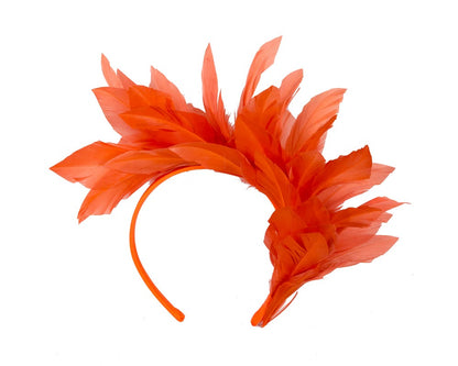 Orange feather fascinator headband by Max Alexander-3