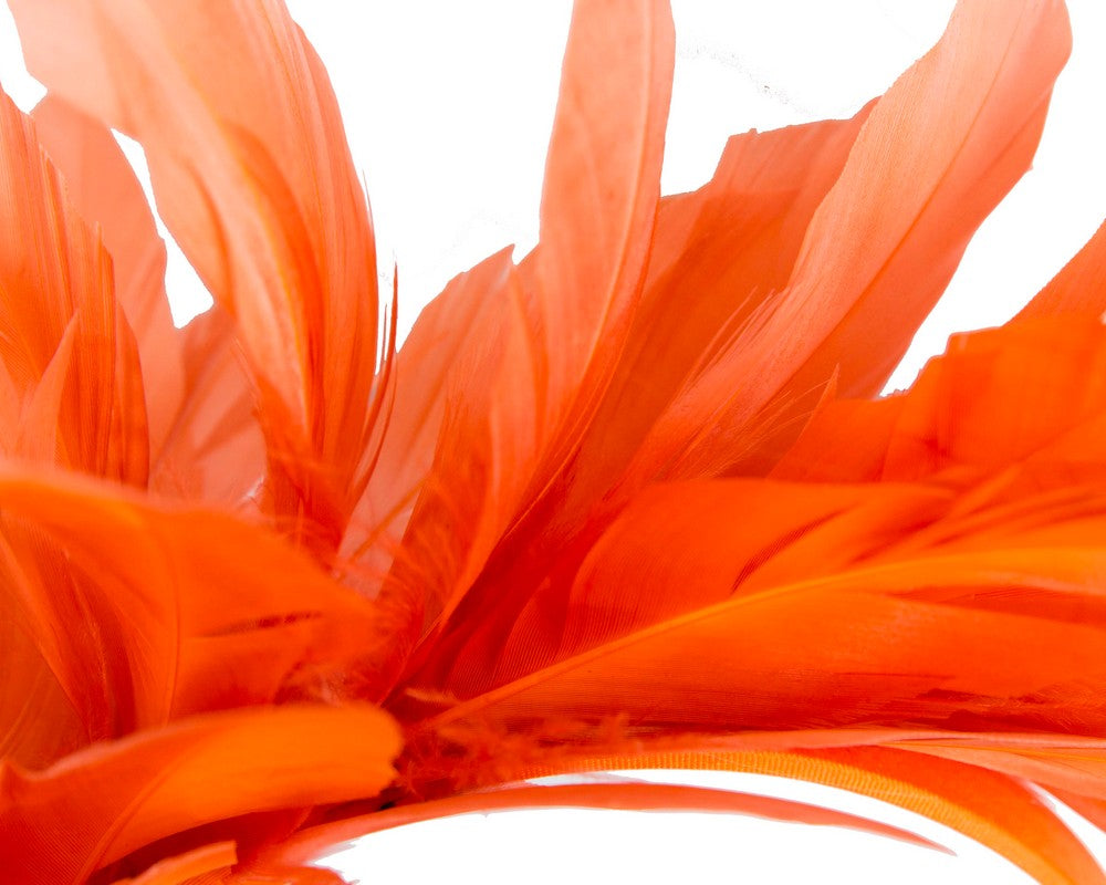 Orange feather fascinator headband by Max Alexander-2