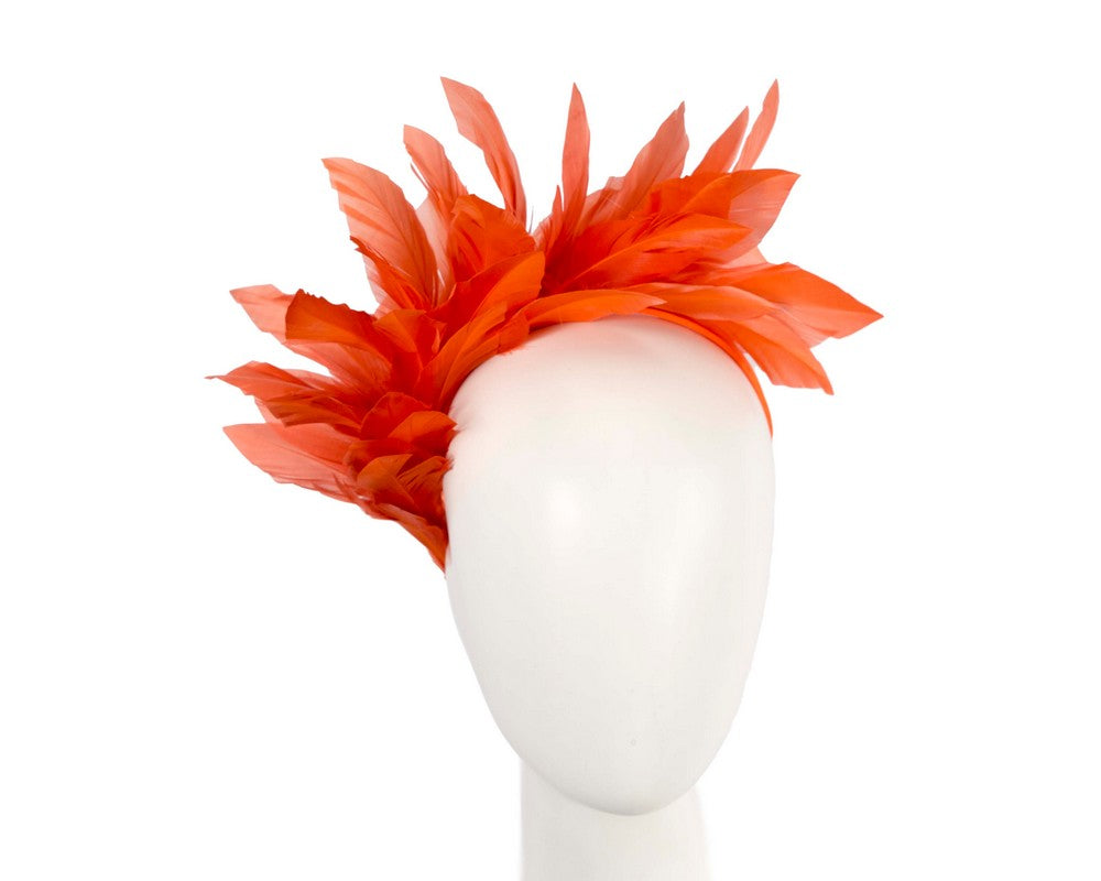 Orange feather fascinator headband by Max Alexander-0
