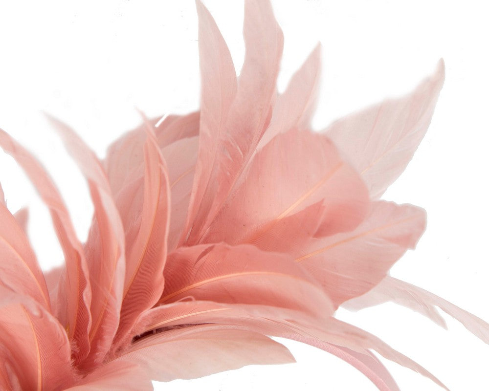 Dusty pink feather fascinator headband by Max Alexander