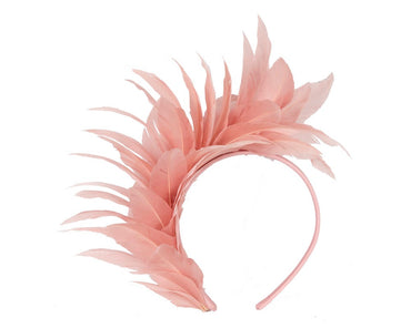 Dusty pink feather fascinator headband by Max Alexander