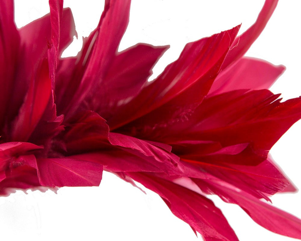 Burgundy wine feather fascinator headband by Max Alexander