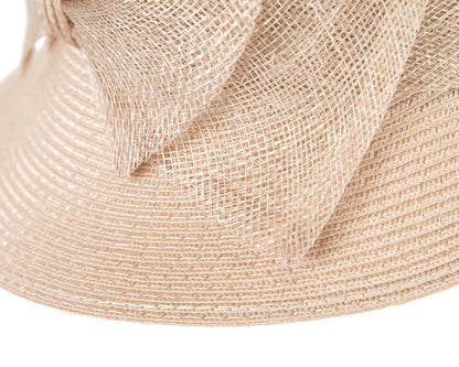 Beige cloche hat with bow by Max Alexander-4