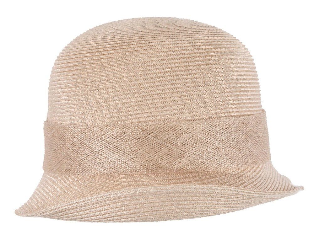 Beige cloche hat with bow by Max Alexander-2