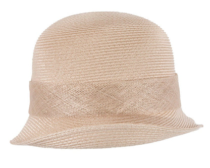 Beige cloche hat with bow by Max Alexander-2