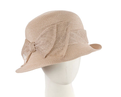 Beige cloche hat with bow by Max Alexander-0