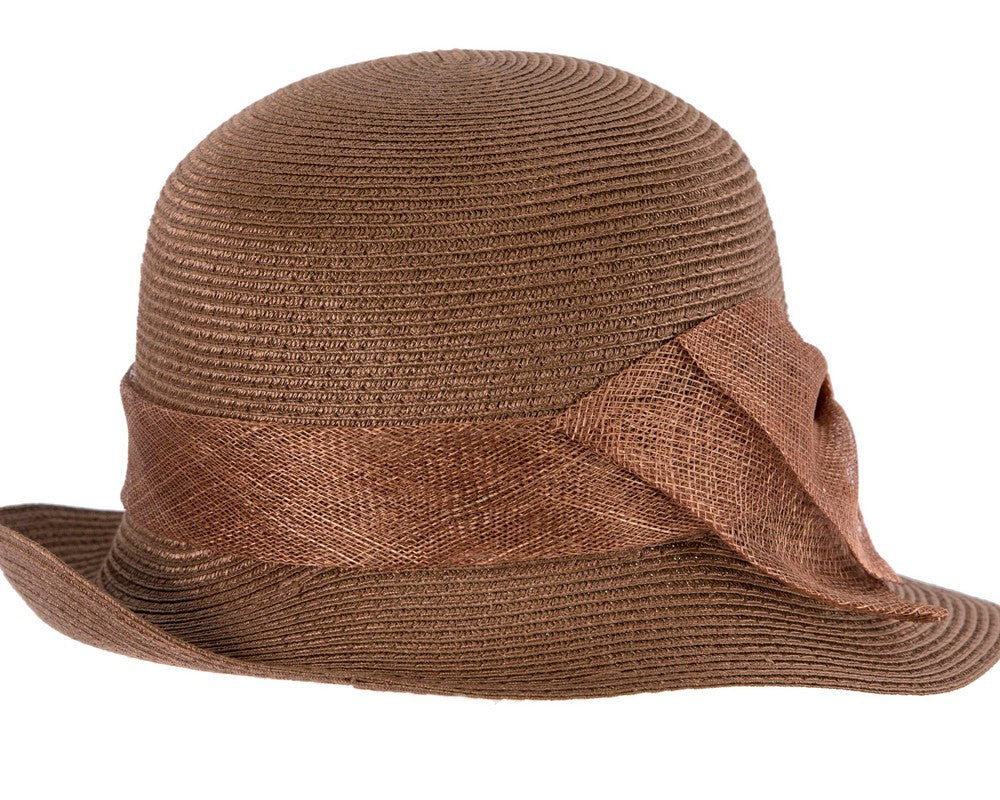 Brown cloche hat with bow by Max Alexander-5