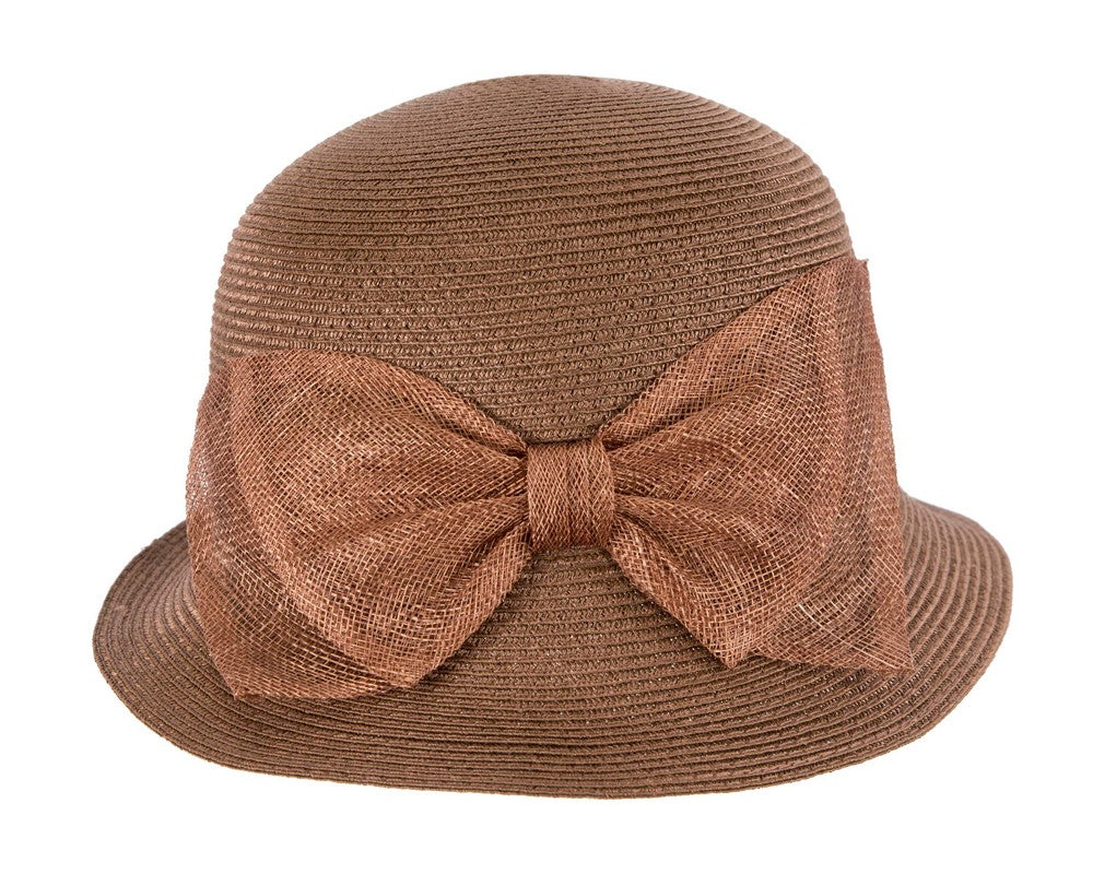 Brown cloche hat with bow by Max Alexander-3