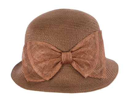 Brown cloche hat with bow by Max Alexander-3