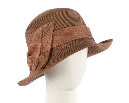 Brown cloche hat with bow by Max Alexander-0