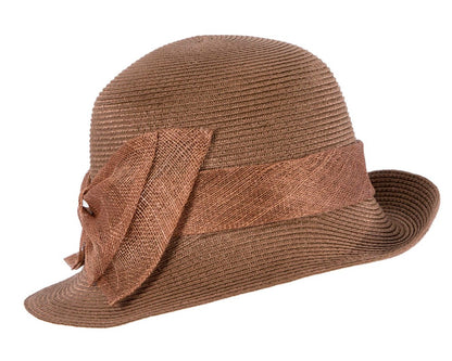 Brown cloche hat with bow by Max Alexander-1