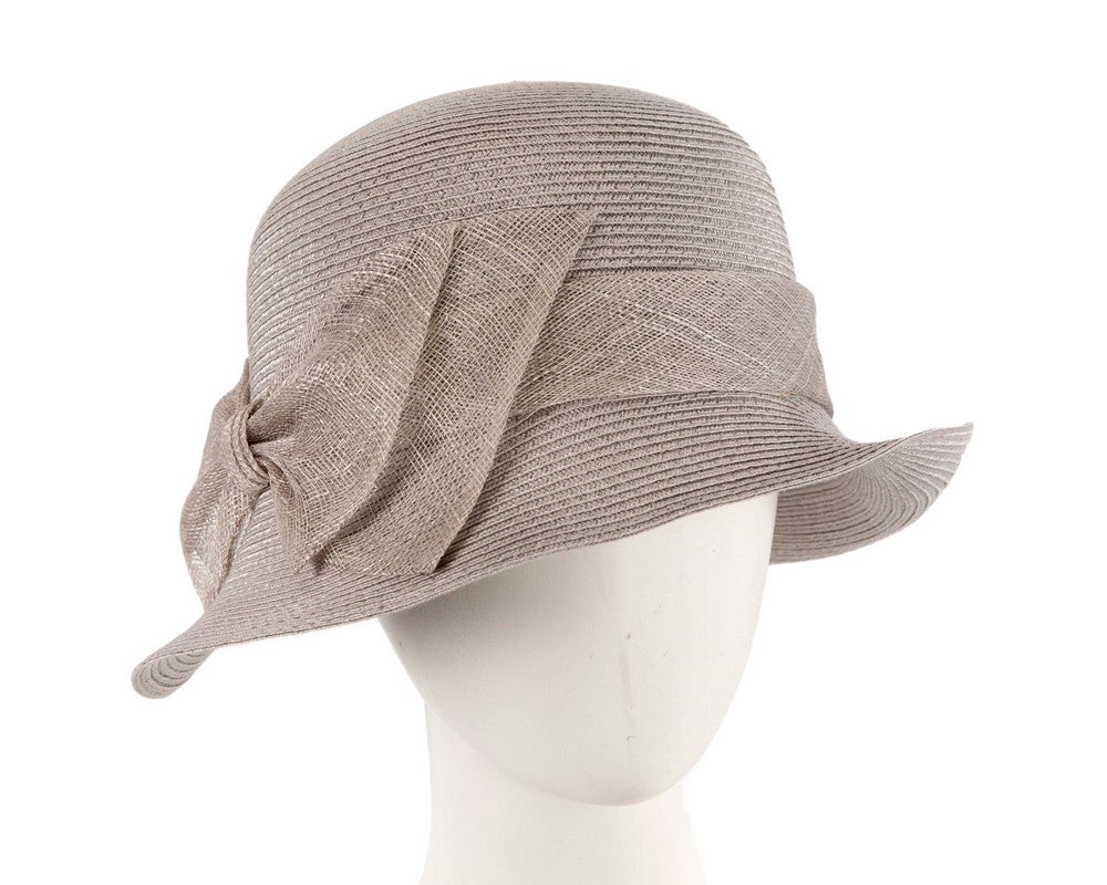 Silver cloche hat with bow by Max Alexander-0