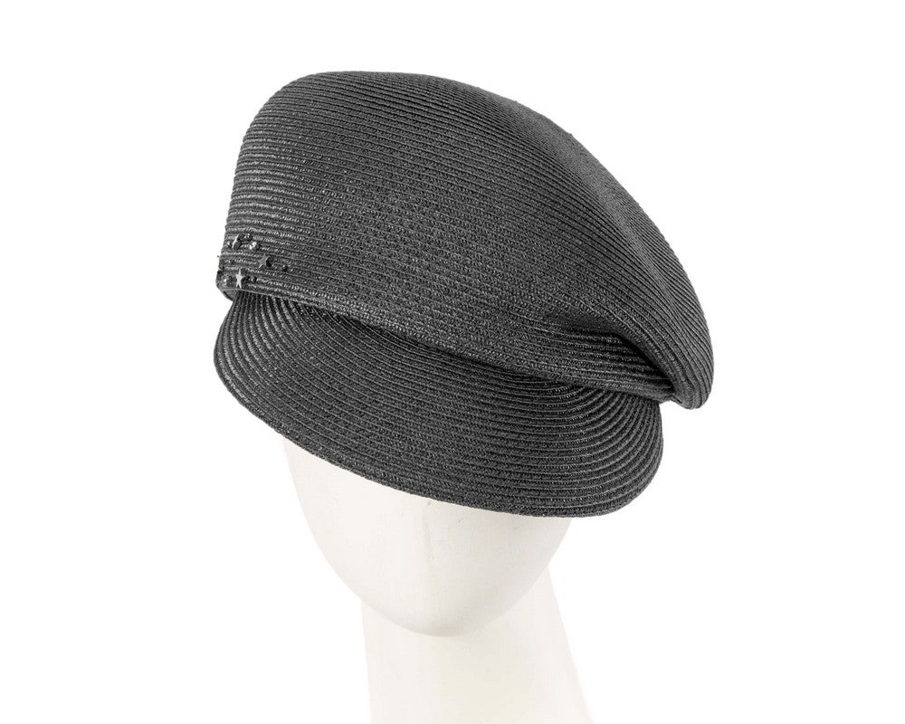 Modern black newsboy beret hat by Max Alexander