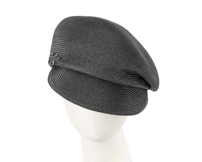 Modern black newsboy beret hat by Max Alexander