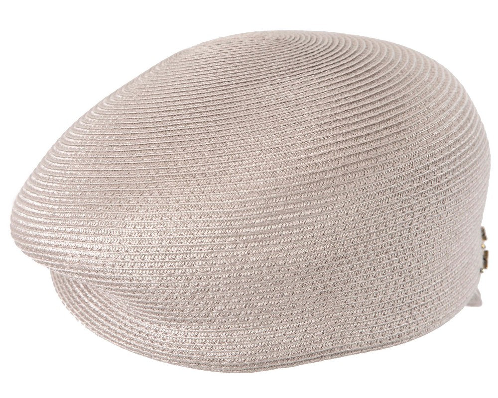 Modern silver newsboy beret hat by Max Alexander