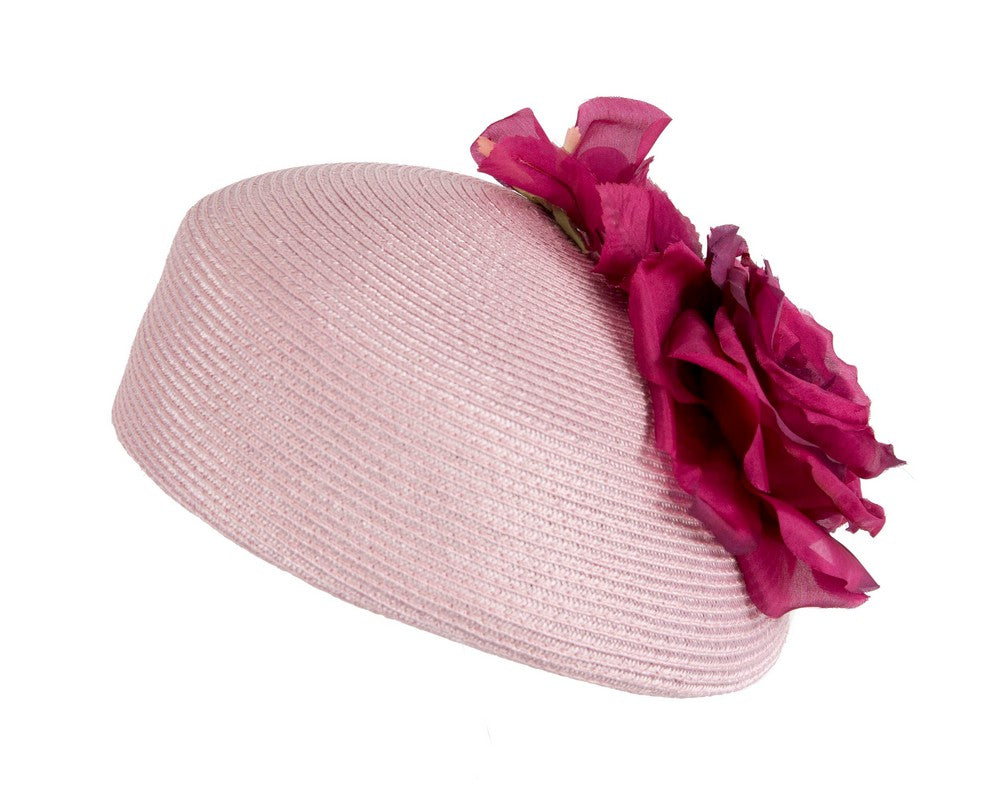 Modern pink beret hat with fuchsia flowers by Max Alexander-5
