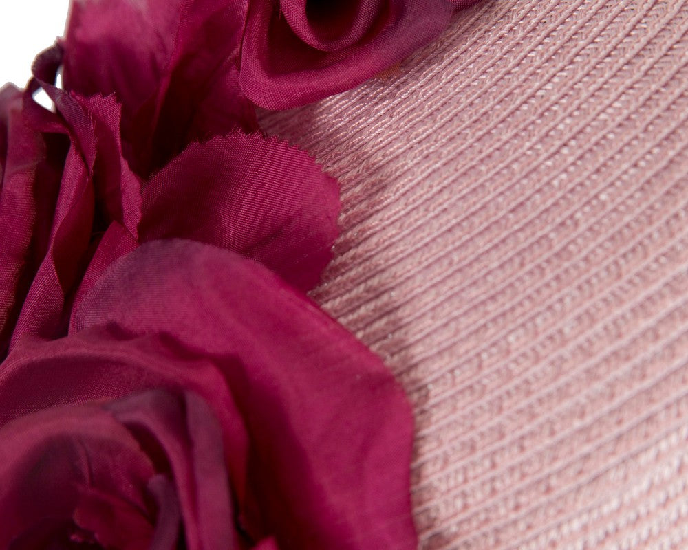 Modern pink beret hat with fuchsia flowers by Max Alexander-4