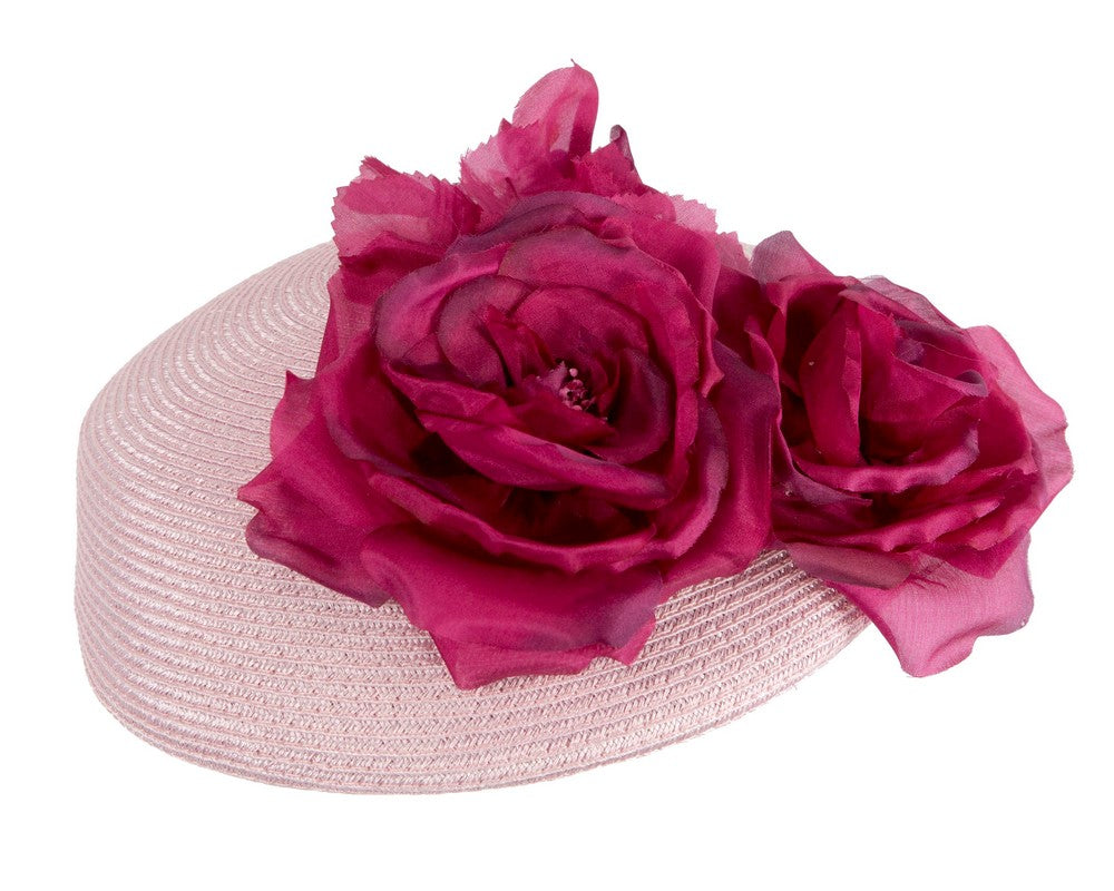 Modern pink beret hat with fuchsia flowers by Max Alexander-3