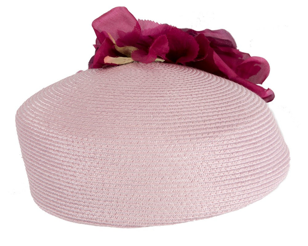 Modern pink beret hat with fuchsia flowers by Max Alexander-2