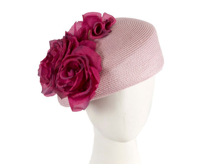 Modern pink beret hat with fuchsia flowers by Max Alexander-0