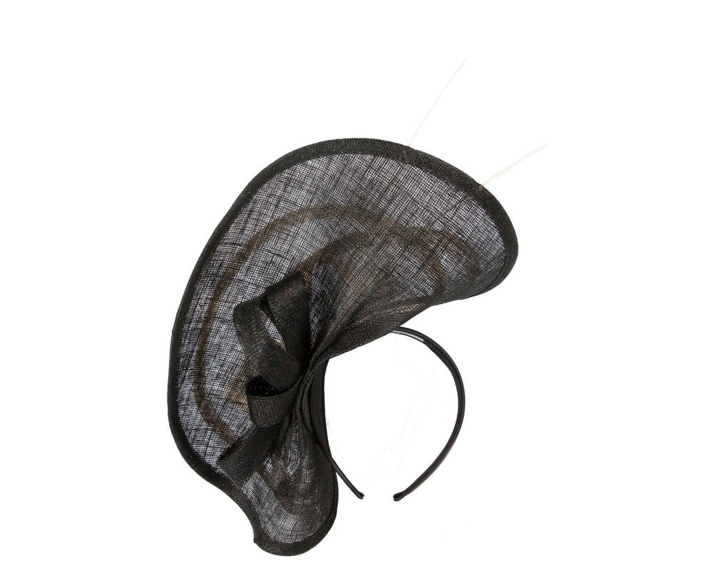 Large black & cream sinamay fascinator by Max Alexander-3