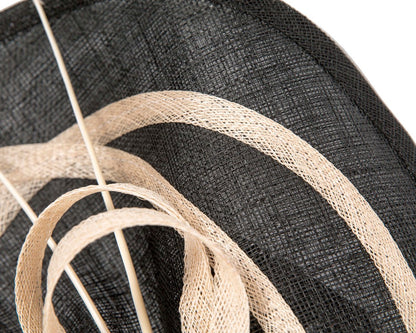 Large black & cream sinamay fascinator by Max Alexander-2